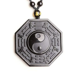 Pendentif Obsidienne Noire Yin Yang