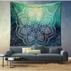 Tenture Murale Indienne Bleu Mandala