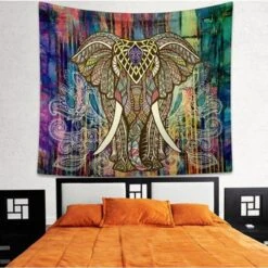 Tenture Murale Mandala Éléphant Sagesse