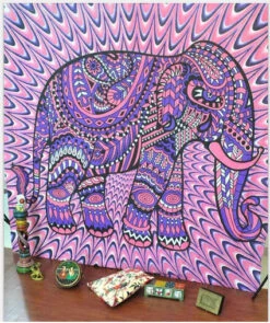 Tenture Murale Éléphant Psychédélique