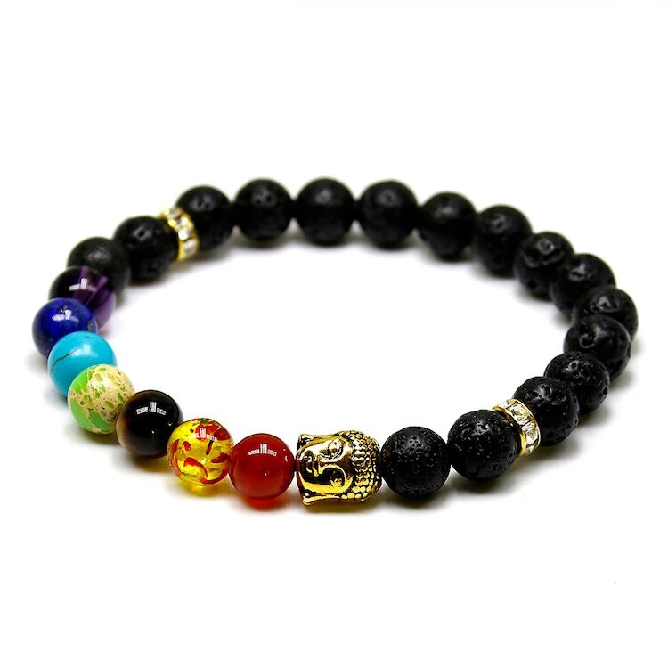 Bracelet 7 Chakras Pierre De Lave Bouddha 1 Bracelet 7 Chakras Pierre De Lave Bouddha