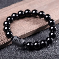 Bracelet Pierre Obsidienne Dragon Phoenix -Objets Zen & Musique Spirituelle Bracelet Obsidienne Phoenix