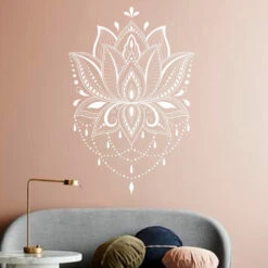 Sticker Mural Fleur De Lotus 7 Sticker Mural Fleur De Lotus -Objets Zen & Musique Spirituelle Stickers Fleur de Lotus Blanc