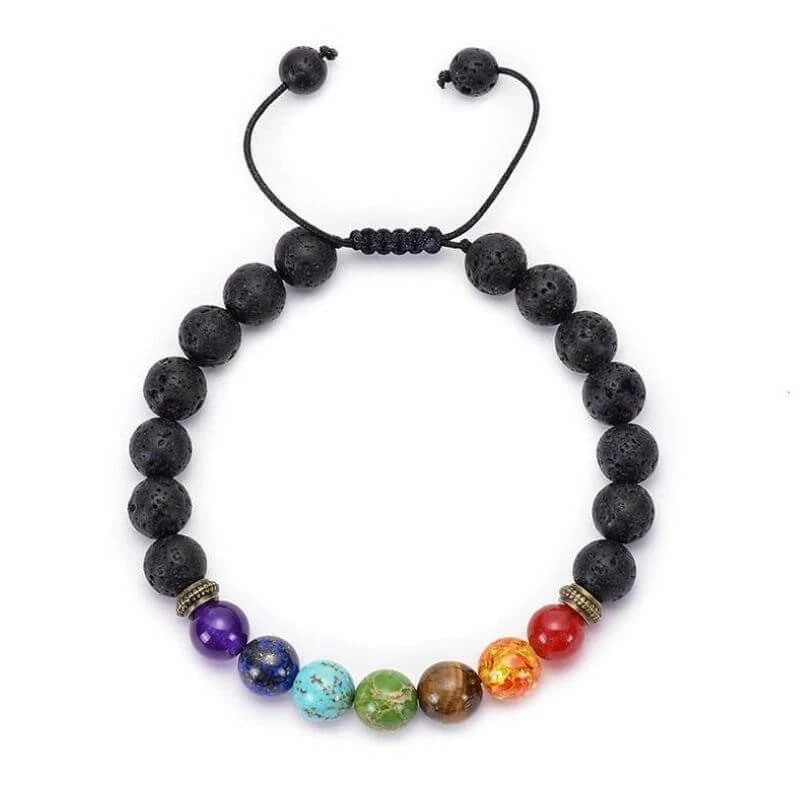 Bracelet 7 Chakras Pierres De Lave Ajustable 2 Bracelet 7 Chakras Pierres De Lave Ajustable – Image 2