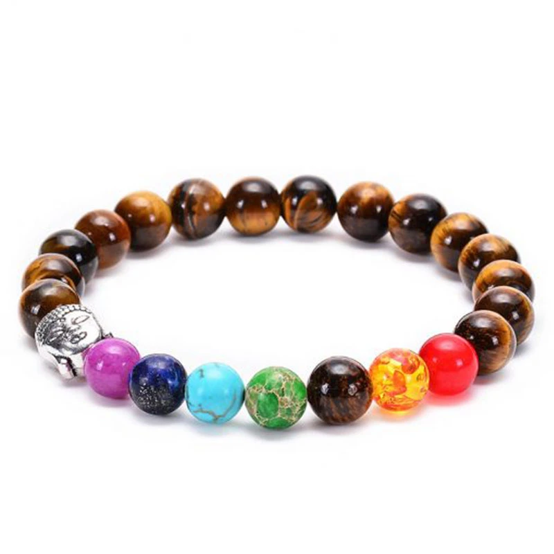 Bracelet 7 Chakras Bouddha Oeil De Tigre ARGENT 1 Bracelet 7 Chakras Bouddha Oeil De Tigre ARGENT