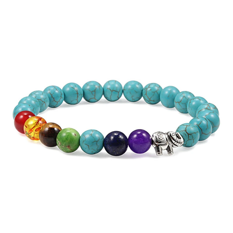 Bracelet 7 Chakras Tibétain En Turquoise Bleu 1 Bracelet 7 Chakras Tibétain En Turquoise Bleu