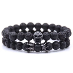 Bracelet Homme Perle Tête De Mort Skullor -Objets Zen & Musique Spirituelle bracelet homme perle tete de mort noir