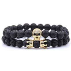 Bracelet Homme Perle Tête De Mort Skullor
