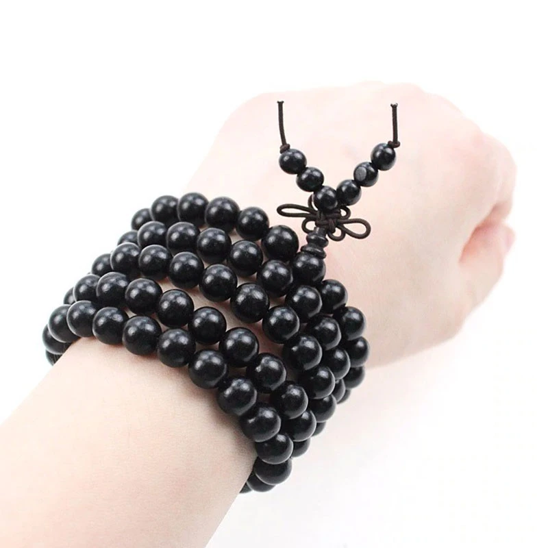 Bracelet Mala Bouddhiste En Bois Noir 2 Bracelet Mala Bouddhiste En Bois Noir – Image 2