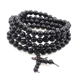 Bracelet Mala Bouddhiste En Bois Noir