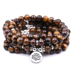Mala Tibétain Bracelet Oeil De Tigre Namasté