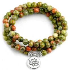 Bracelet Mala Pierre Verte En Unakite