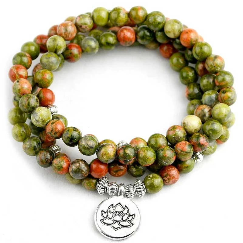 Bracelet Mala Pierre Verte En Unakite 1 Bracelet Mala Pierre Verte En Unakite