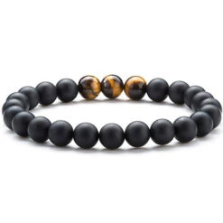 Bracelet Oeil De Tigre Et Onyx Noir