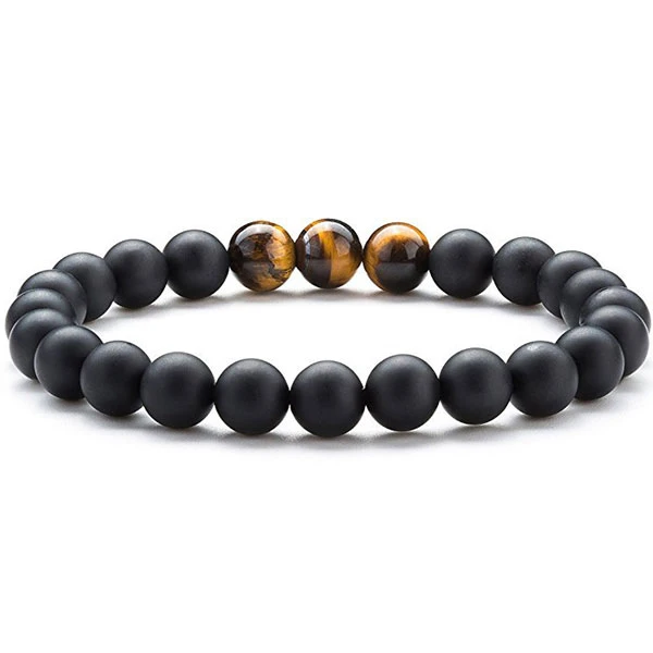 Bracelet Oeil De Tigre Et Onyx Noir 1 Bracelet Oeil De Tigre Et Onyx Noir