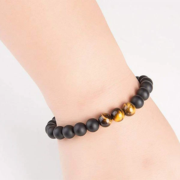 Bracelet Oeil De Tigre Et Onyx Noir 2 Bracelet Oeil De Tigre Et Onyx Noir – Image 2