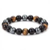 Bracelet Oeil De Tigre Hématite Et Obsidienne Triple Protection