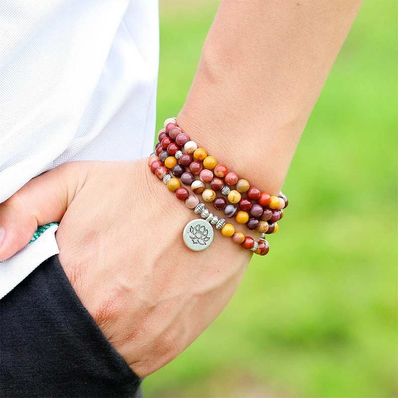 Bracelet Tibétain Mala En Mokaïte “Courage” 3 Bracelet Tibétain Mala En Mokaïte “Courage” – Image 3