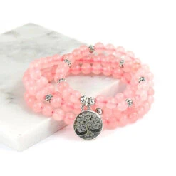 Rose Quartz Mala Bracelet “Rupture Amoureuse” 5 Rose Quartz Mala Bracelet “Rupture Amoureuse” -Objets Zen & Musique Spirituelle rose quartz mala bracelet 3