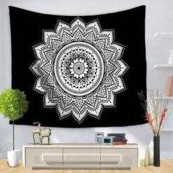 Tenture Murale Mandala Noir Et Blanc